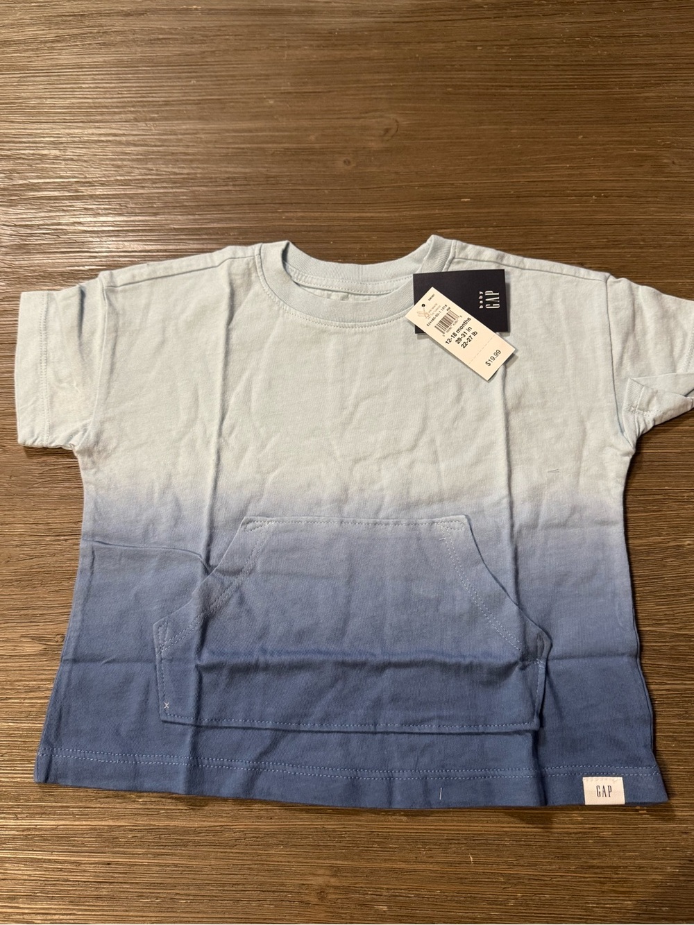 GAP Kids Blue Ombre Short Sleeve Tee with Front Pocket